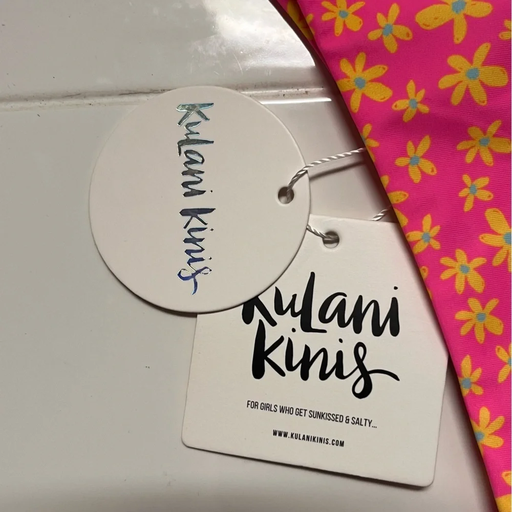 🌼 NWT Kulani Kinis Y Cheeky Bikini Bottoms – Pink Daisy – Medium
